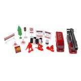 Max Alloy Pull Back Fire Truck Toy Fire Sence Model Firemen Roadblocks Model