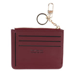 Maxbell Womens Slim Leather Card Holder Front Pocket Wallet Change Purse keychain Wine Red - Aladdin Shoppers