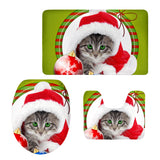 Max 3pcs Toilet Seat Cover + Bath Mat + Pedestal Rug Xmas Home Party Decor I