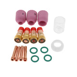 Max 17Pcs TIG Gas Lens Back Cap Collect Body Set Welding Torch WP 17/18/26