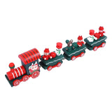 Maxbell Wooden Christmas Train Statue Ornament Trains Figurines for Decoration Green