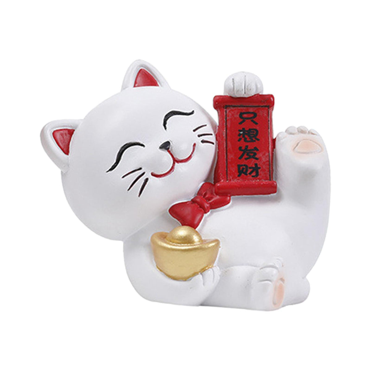 Maxbell Lucky Cat Figurine Car Dashboard Ornament Figure Collection for Table With Bow Tie