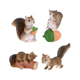 Maxbell Realistic Miniature Squirrel Figure 4Pack for Automobile Desk Decoration B