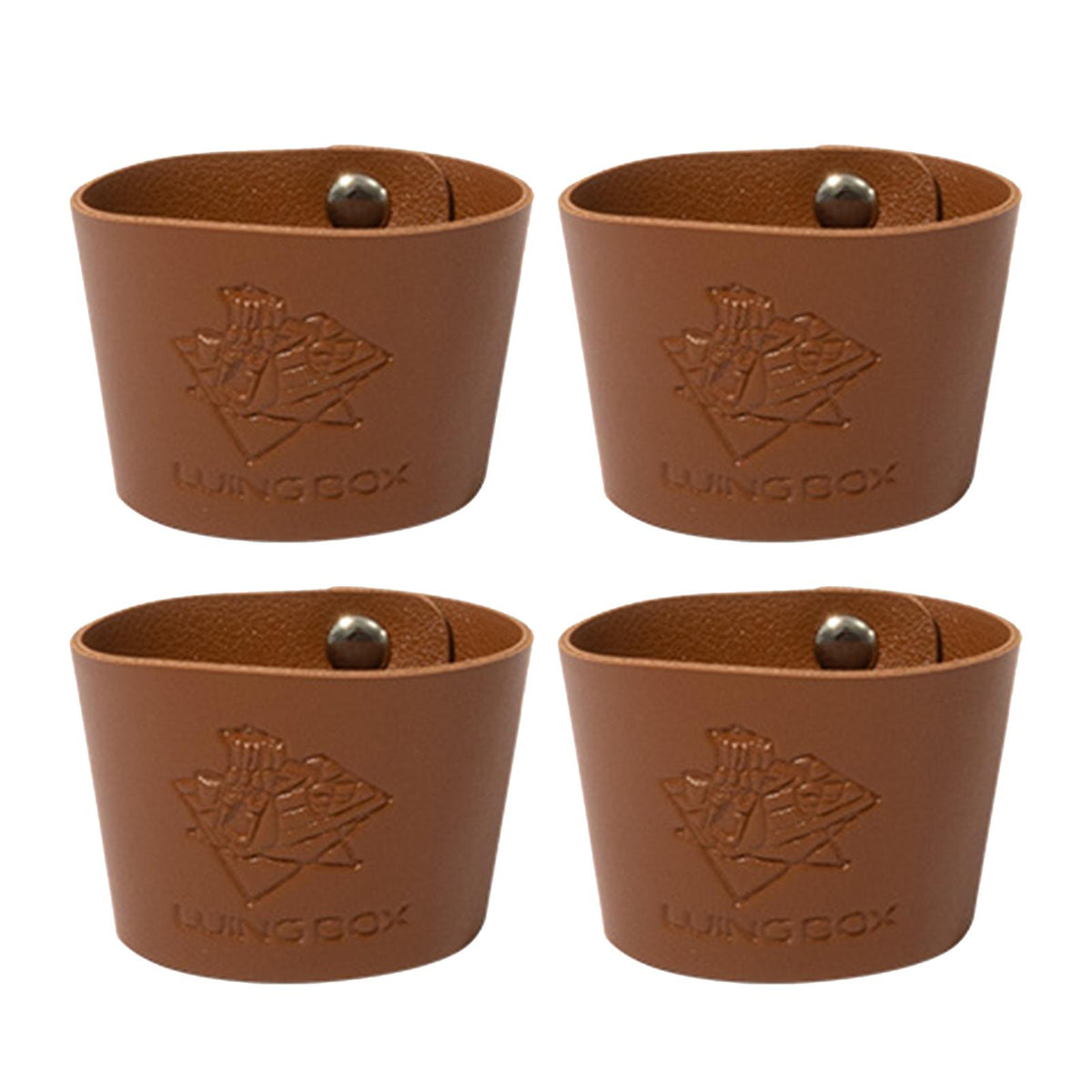 Maxbell 4 Pieces PU Leather Lightweight Heat Resistant Camping Accessory Cups Sleeve Diameter 6cm