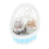 Maxbell Simulation Faux Fur Double Animal Models in Hanging Basket Home Decor Rabbit