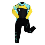 Maxbell Neoprene Wetsuit Long Sleeve Full Body Swimsuit for Kids Gray+ Green L