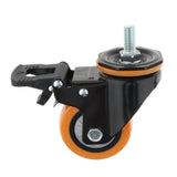 Max PU Screw Wheel Dual Brake Single Bearing Industrial Caster Black 3Inch
