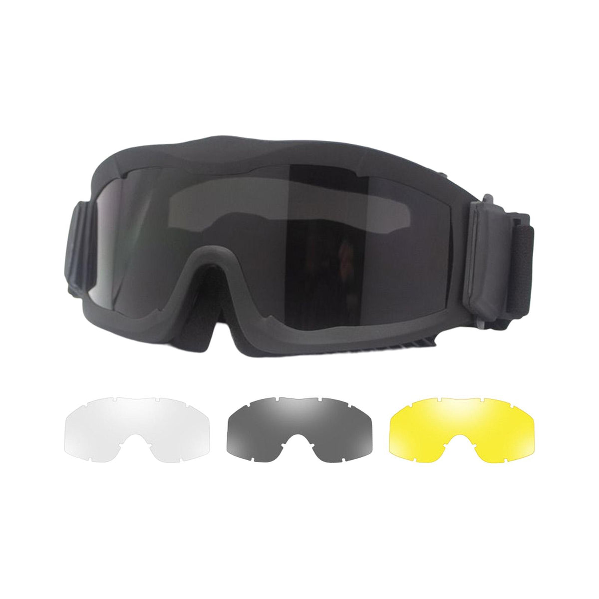 Maxbell Motorcycle Goggles Adjustable Strap Motorbike Glasses for Camping Scooter Balck Frame