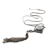 Max Fashion Geometric Diamond Crystal Long Necklace Sweater Chain rhombus Black
