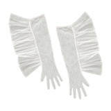 Maxbell Fashion Lace Ruffle Long Gloves Girls Arm Covers Dress up Womens Gloves White