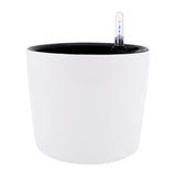 Max 7''Self Watering Planter with Water Level Gauge Decorative Flower Pot White