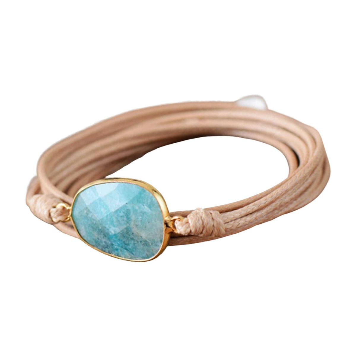 Maxbell Ethnic Rope Wrap Bracelet Multilayer Men and Women Handmade Comfortable Beige Blue
