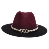 Maxbell Fashion Fedora Hat Cowgirl Trilby Hat Jazz Hat Performance Supplies Party Dark Red and Black