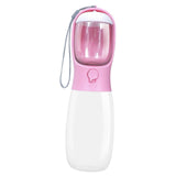 Maxbell Food Bowl Drinking Puppy Portable Dog Water Bottle for Hiking Walking Pets Pink 28x7.5cm