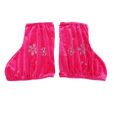 Maxbell 2pcs Ice Skate Boot Covers Protector for Figure Skating Velvet Rose Red-XL