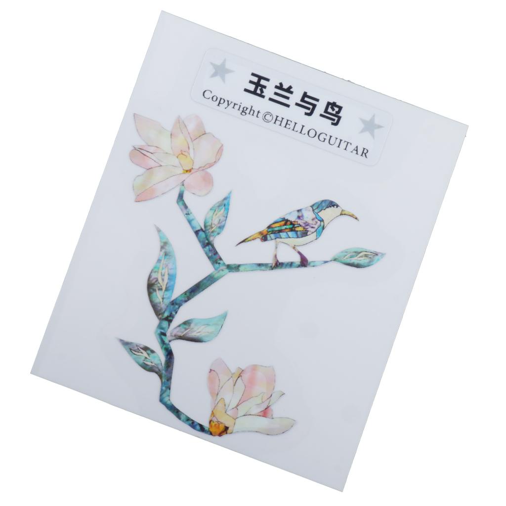 Maxbell Guitar Head Sticker Guitar Face sticker for Folk Electric Guitar Bird flower