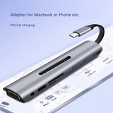 Max Type C Docking Station USB C to 4K HDMI VGA USB3.0 TF SD Audio Adapter Gray