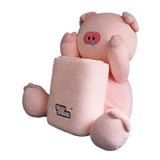 Maxbell Soft Plush Car Tissue Box Trash Can Trash Bag Interior Decoration Napkin Box Pig