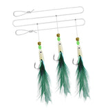 Maxbell 3Pcs/Set Carbon Steel Feather Bass Cod Lure Sea Fishing Luminous Hook Green