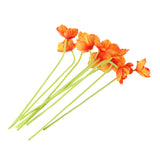 Max 10 Pieces PU Lifelike Artificial Poppy Flower Branches for Home Decor Orange