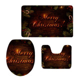 Max 3pcs/set Christmas Series Non-Slip Flannel Bathroom Mat Rug Set E