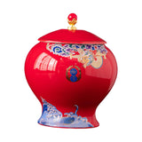 Maxbell Ceramic Jar Porcelain Jars Traditiona Sugar Coffee Bean Jars Ginger Jar Red