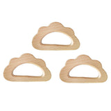 Maxbell 3 Pieces Natural Wooden Cloud Shape Baby Teether Teething Toy Shower Gift