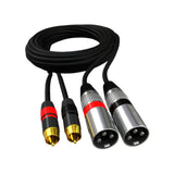 Maxbell Dual RCA Male to Dual XLR Male Cable Splitter for Studio Monitor Amplifier 1.5m