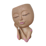 Maxbell Unique Resin Pot Desk Vase Face Planter Pot for Bedroom Tabletop Decoration Brown