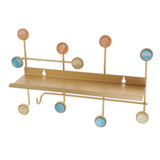 Max Golden Metal Wall Mounted Storage Bench Shelf with Coat Hanger Hooks