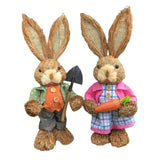 Maxbell Cartoon 2 Pieces Easter Bunny Rabbit Straw Figures 35cm Ornaments Lifelike Style A