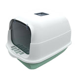 Maxbell Large Cat Litter Box with Lid Fully Enclosed with Door Cat Toilet Reusable Green Bottom