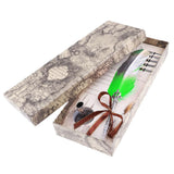 Max Antique Dip Feather Pen Set with Holder 5 Nibs Gift Box Green