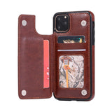 Max PU Leather Anti-fall Phone Back Cover Case For iPhone 11 6.5 inch Brown