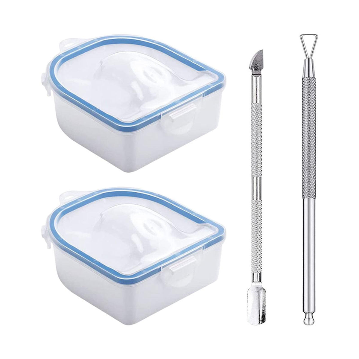 Maxbell 2x Nail Soaking Bowls Dip Powder Remover Tools for Acrylic Nails Hands Salon Blue