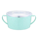Max Stainless Steel Kids Noodles Bowl with Spoon for Ramen Soup Rice Snack Green