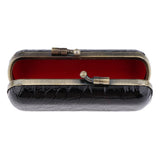 Max Cracked Stone Leather Lipstick Lip Gloss Case Storage Box Holder with Mirror Black