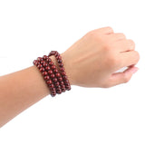 Maxbell Wood 108pcs Prayer Beads Buddha Mala Buddhist Bracelet Chain Purplish Red