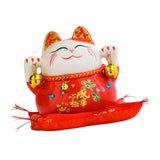 Maxbell Lucky Cat Statue Piggy Bank Animal Sculpture for New Year Decoration Red