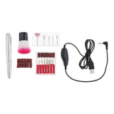 Max Electric Nail Drill File Machine Kit Manicure Nail Polisher Drill Bits Brush Silver