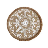 Maxbell Doily Coaster Waterproof Dining Room Retro Style with Tassel Office Placemat White