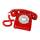 Maxbell Retro Landline Phone 1960'Style Decorative Vintage Rotary Dial Telephone Red