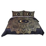 Max 3Pcs Bedding Set Golden Print Duvet Cover Pillowcase Moon -203cmx228cm