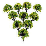 Max 10 Pieces Railroad Scenery Landscape Model Trees with Flowers Yellow Green