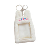 Maxbell Plush Keychain Holder Photo Sleeves Plush Protective Case for Bus Card white