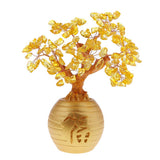 Max Wealth Lucky Money Tree Feng Shui Crystal Plastic Tree Home Decor Yellow