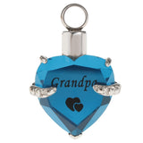 Maxbell Love Heart Blue Crystal Urn Memorial Ash Keepsake Cremation Pendant grandpa