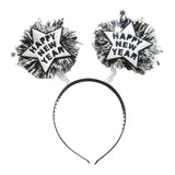 Maxbell Hair Hoop Headwear 2023 Happy New Year Headband for Women Men Festival Kids Argent