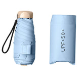 Maxbell Mini Sun Protection Umbrella with Case for Men and Women Sturdy Car Umbrella Light Blue