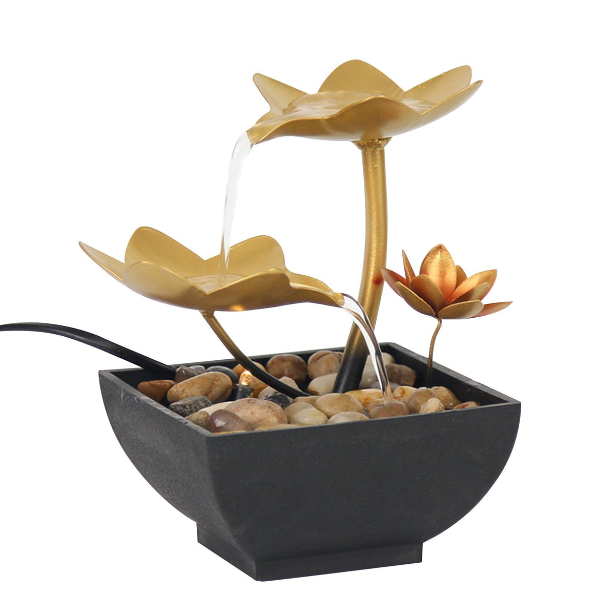 Maxbell Portable Waterfall Zen Meditation Fountain Includes Submersible Pump Lotus